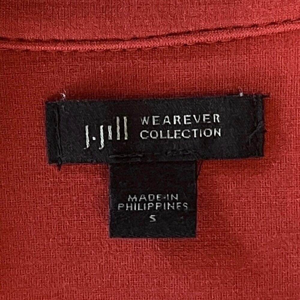 J.Jill Women's Wearever Knit Shacket Jacket S Red Orange Long Sleeve Button Up - Picture 6 of 7